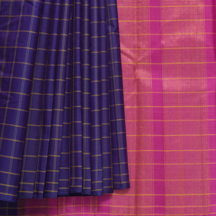 Hayagrivas Handloom Purplish-Blue Kanjivaram Silk Saree KBF630G1-2