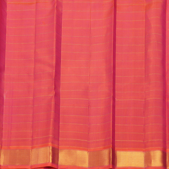 Hayagrivas Handloom Purple Kanjivaram Silk Saree with Orangish-Pink Border KBF630G3-2