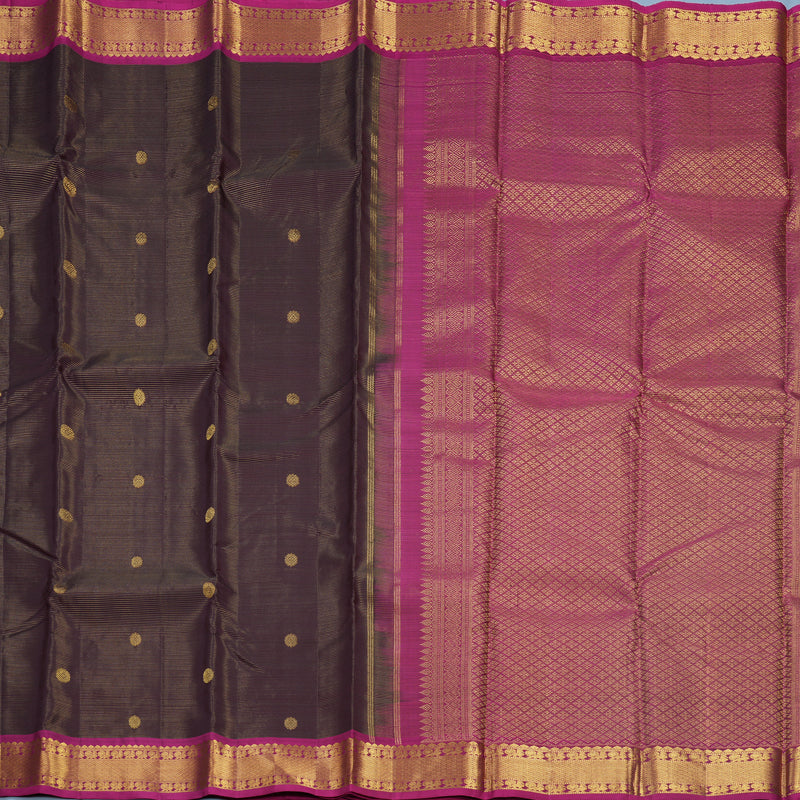 Hayagrivas Handloom Deep Snuff Kanjivaram Silk Saree with Magenta Border KBF630G4-1