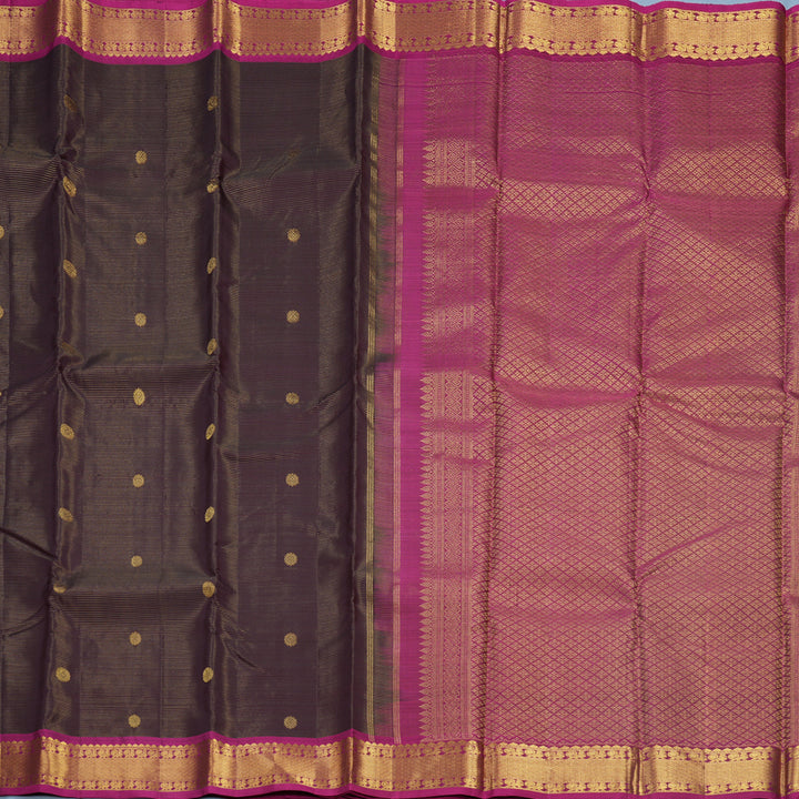 Hayagrivas Handloom Deep Snuff Kanjivaram Silk Saree with Magenta Border KBF630G4-1