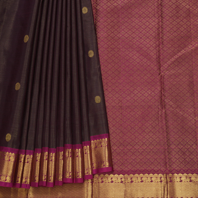 Hayagrivas Handloom Deep Snuff Kanjivaram Silk Saree with Magenta Border KBF630G4-1