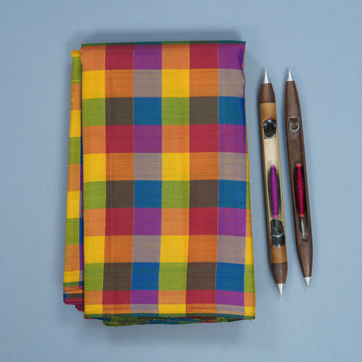 Hayagrivas Handloom Multicolour Checks Kanjivaram Silk Saree KBF630G6-1