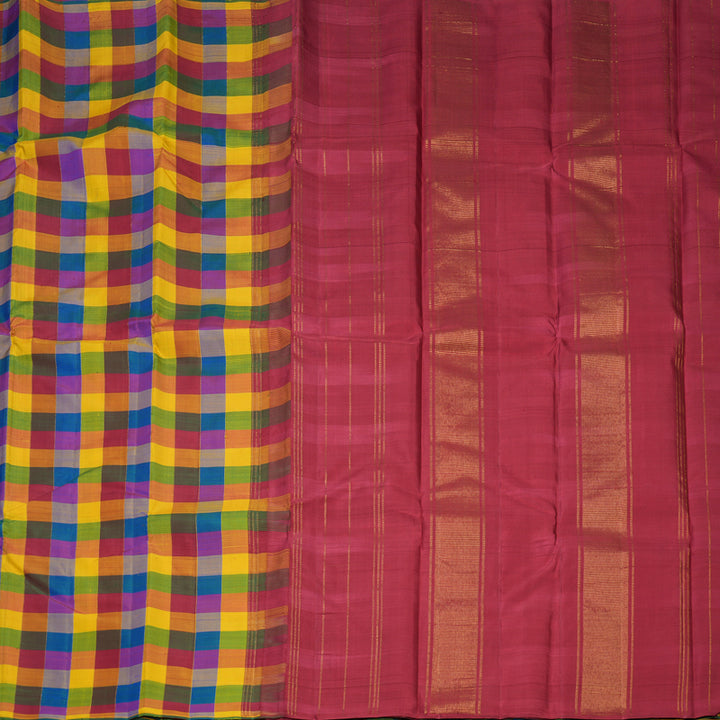 Hayagrivas Handloom Multicolour Checks Kanjivaram Silk Saree KBF630G6-1
