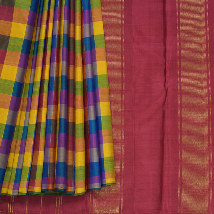 Hayagrivas Handloom Multicolour Checks Kanjivaram Silk Saree KBF630G6-1