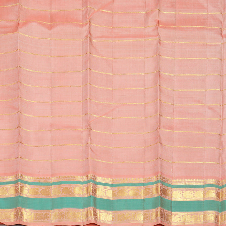 Hayagrivas Handloom Cream Kanjivaram Silk Saree with Peach Border KBF631G1-1