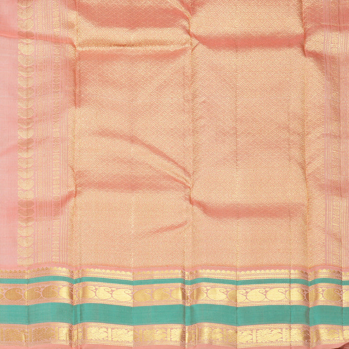 Hayagrivas Handloom Cream Kanjivaram Silk Saree with Peach Border KBF631G1-1
