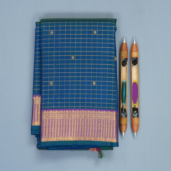 Hayagrivas Handloom Mayilkazhuthu Kanjivaram Silk Saree with Purple Border KBF632G11-1