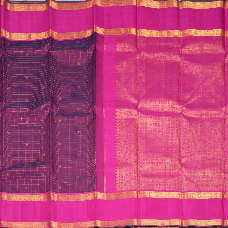 Hayagrivas Handloom Purple Kanjivaram Silk Saree with Pink Border KBF632G12-1