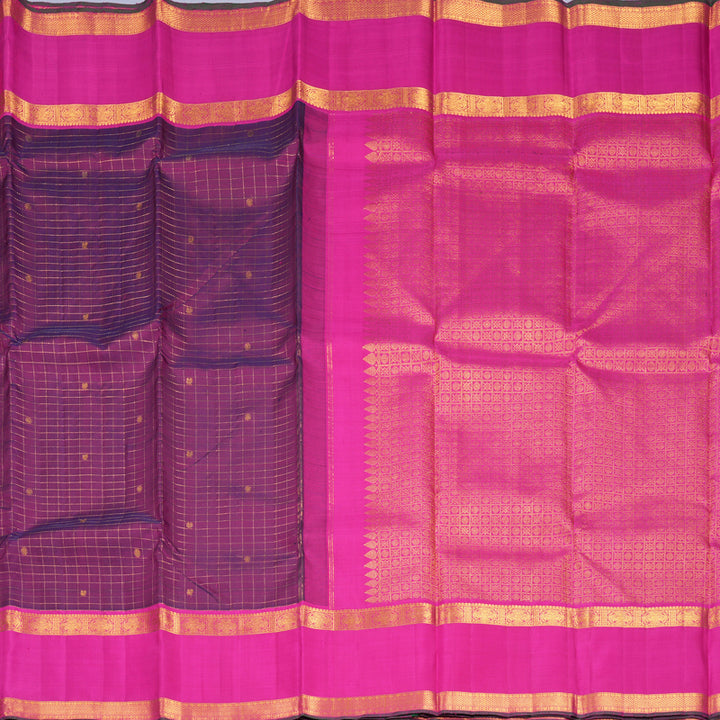 Hayagrivas Handloom Purple Kanjivaram Silk Saree with Pink Border KBF632G12-1