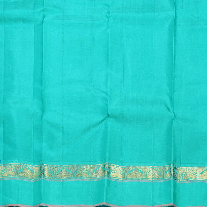 Hayagrivas Handloom Purplish-Blue Kanjivaram Silk Saree with Sea Blue Border KBF632G13-1