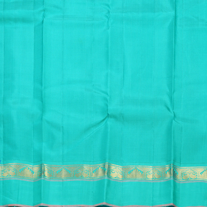 Hayagrivas Handloom Purplish-Blue Kanjivaram Silk Saree with Sea Blue Border KBF632G13-1