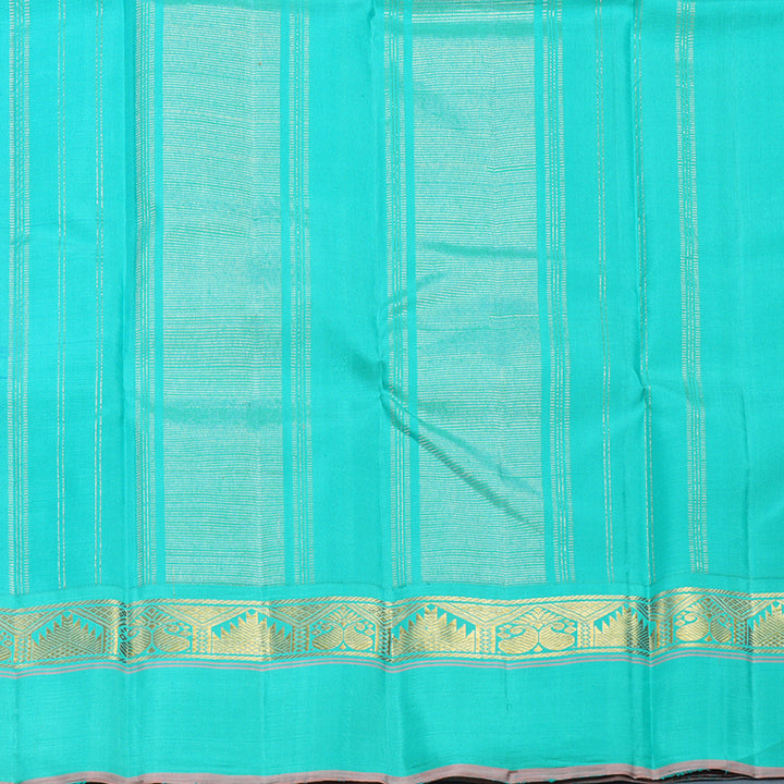 Hayagrivas Handloom Purplish-Blue Kanjivaram Silk Saree with Sea Blue Border KBF632G13-1