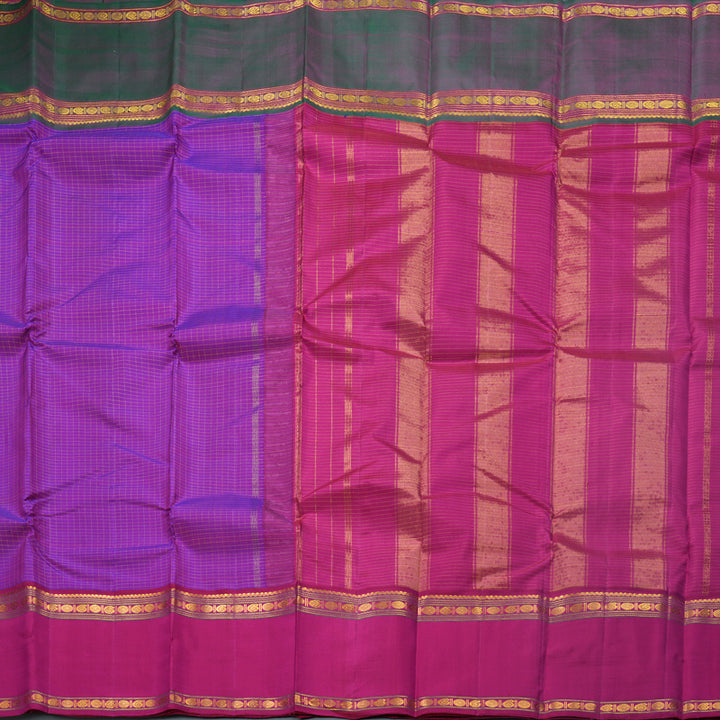 Hayagrivas Handloom Purple Kanjivaram Silk Saree with Ganga Jamuna Border KBF632G3-1