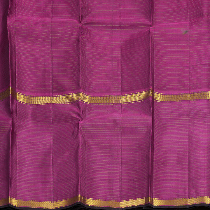 Hayagrivas Handloom Purplish-Blue Kanjivaram Silk Saree with Magenta Border KBF632G3-3