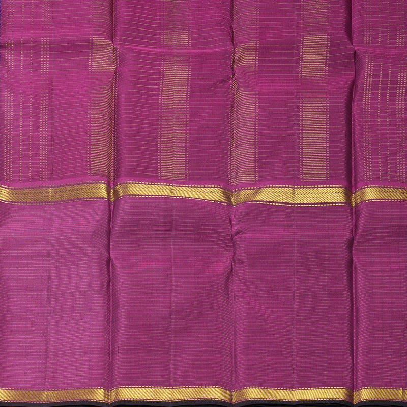 Hayagrivas Handloom Purplish-Blue Kanjivaram Silk Saree with Magenta Border KBF632G3-3