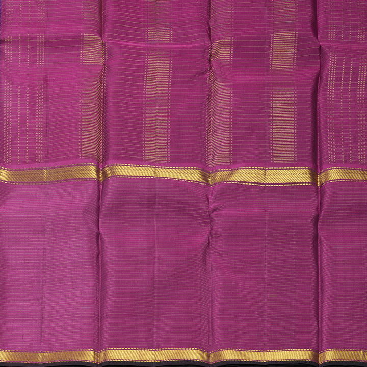 Hayagrivas Handloom Purplish-Blue Kanjivaram Silk Saree with Magenta Border KBF632G3-3