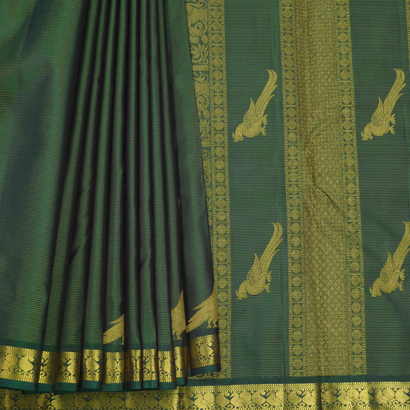 Hayagrivas Handloom Bottle Green Kanjivaram Silk Saree KBF632G4-1
