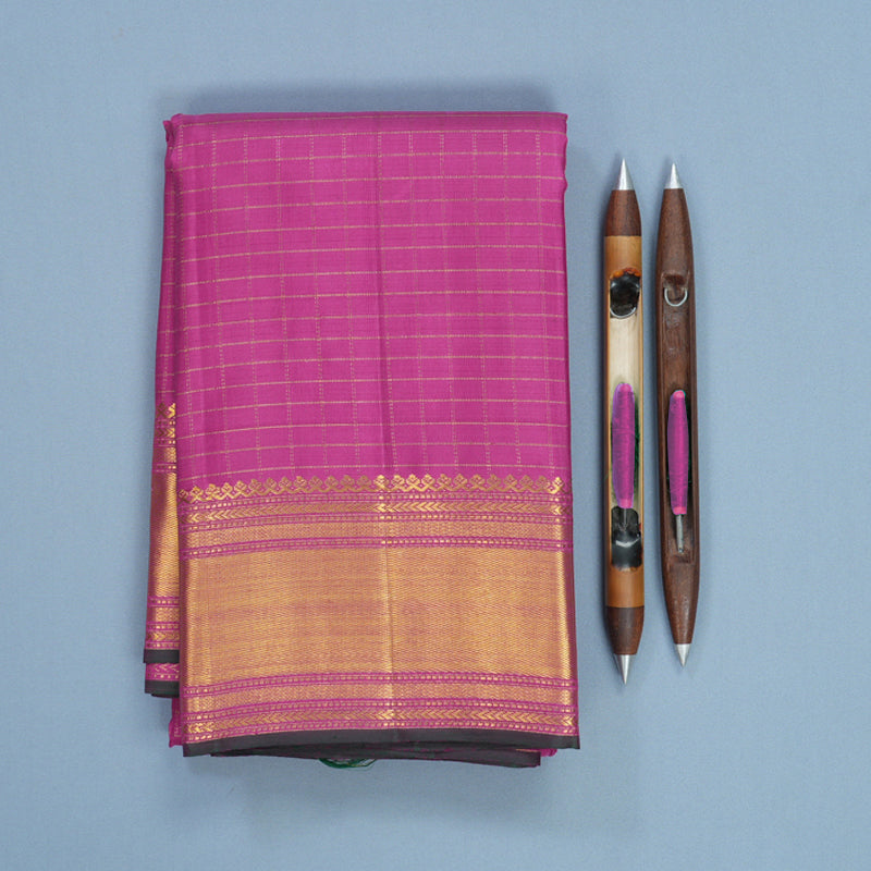 Hayagrivas Handloom Magenta Kanjivaram Silk Saree KBF632G7-2