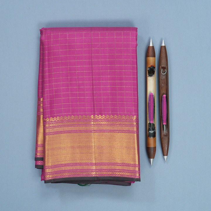 Hayagrivas Handloom Magenta Kanjivaram Silk Saree KBF632G7-2