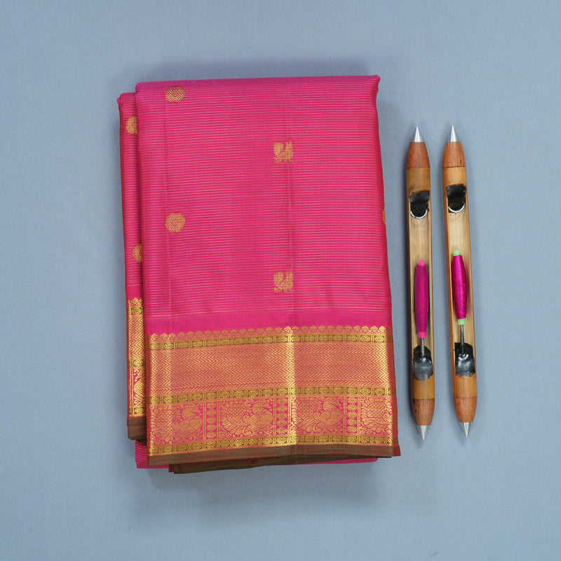 Hayagrivas Handloom Pink Kanjivaram Silk Saree KBF632G9-2