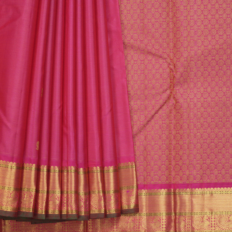 Hayagrivas Handloom Pink Kanjivaram Silk Saree KBF632G9-2