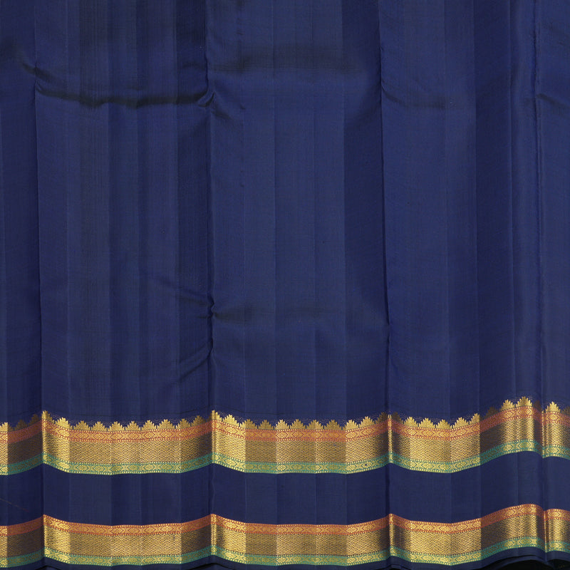 Hayagrivas Handloom Peach Pink Kanjivaram Silk Saree with Navy Blue Border KBF633G13-1