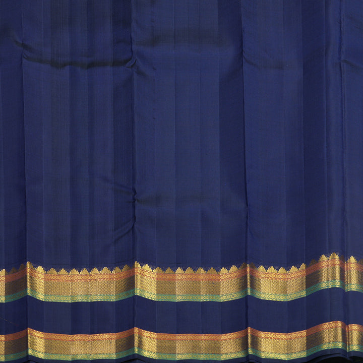 Hayagrivas Handloom Peach Pink Kanjivaram Silk Saree with Navy Blue Border KBF633G13-1