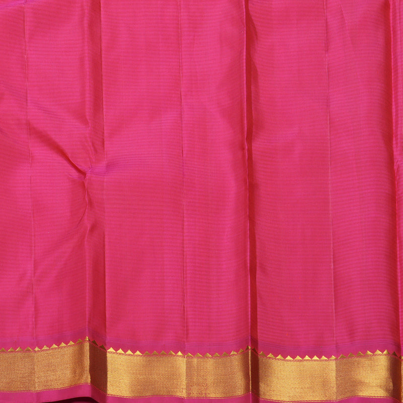 Hayagrivas Handloom Yellow &amp; Mustard Checks Kanjivaram Silk Saree with Pink Border KBF633G3-2