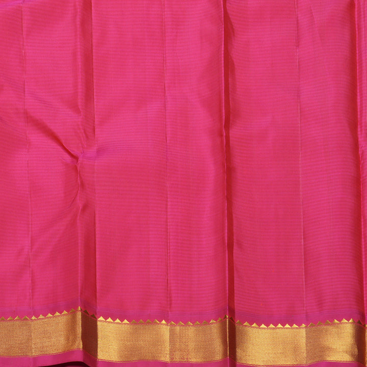 Hayagrivas Handloom Yellow &amp; Mustard Checks Kanjivaram Silk Saree with Pink Border KBF633G3-2
