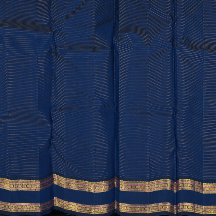 Hayagrivas Handloom Red Kanjivaram Silk Saree with Deep Peacock Blue Border KBF633G7-2