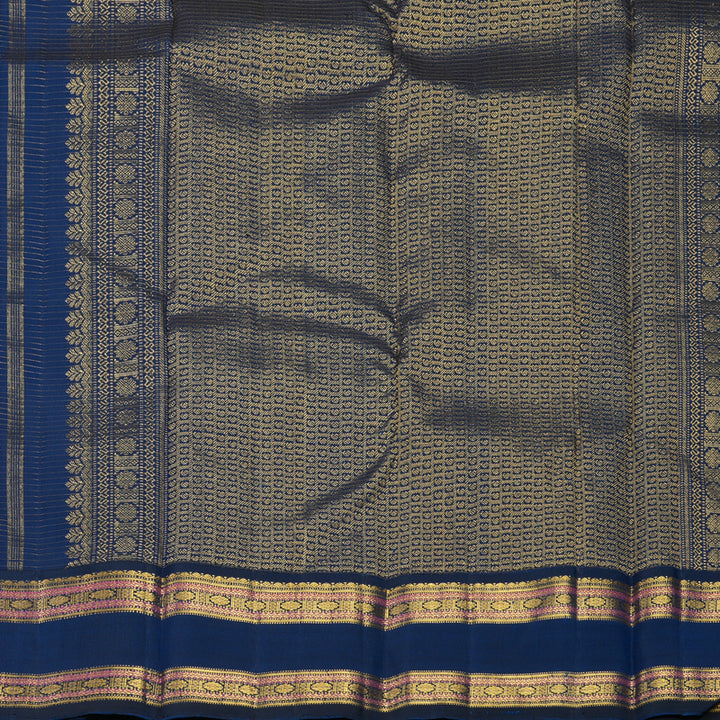 Hayagrivas Handloom Red Kanjivaram Silk Saree with Deep Peacock Blue Border KBF633G7-2