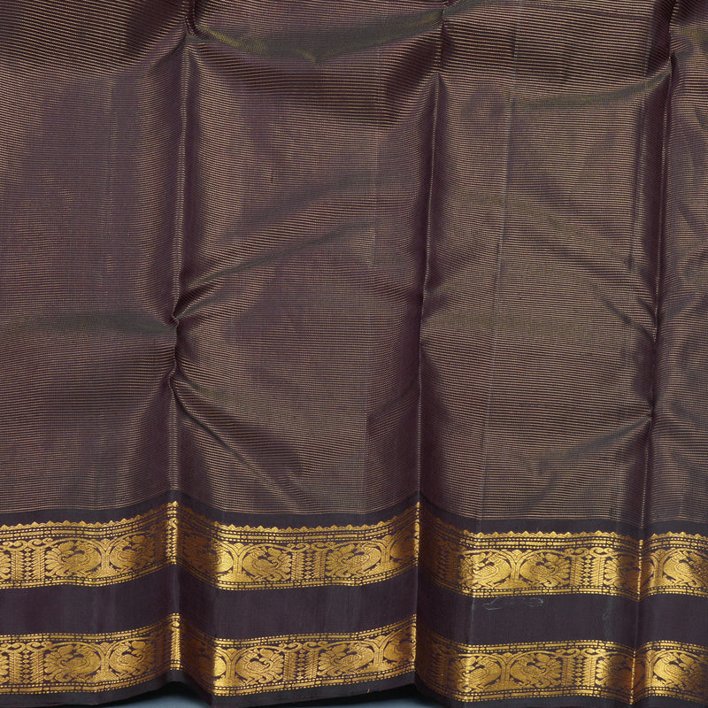 Hayagrivas Handloom Orange Kanjivaram Silk Saree with Deep Wine Border KBF633G9-1