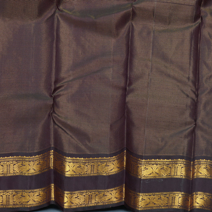 Hayagrivas Handloom Orange Kanjivaram Silk Saree with Deep Wine Border KBF633G9-1