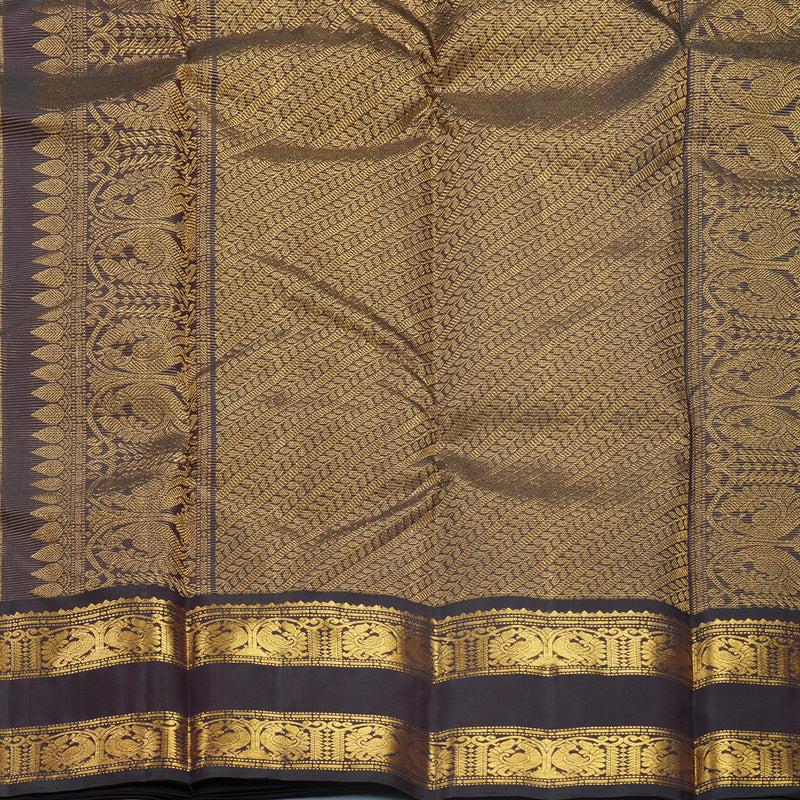Hayagrivas Handloom Orange Kanjivaram Silk Saree with Deep Wine Border KBF633G9-1