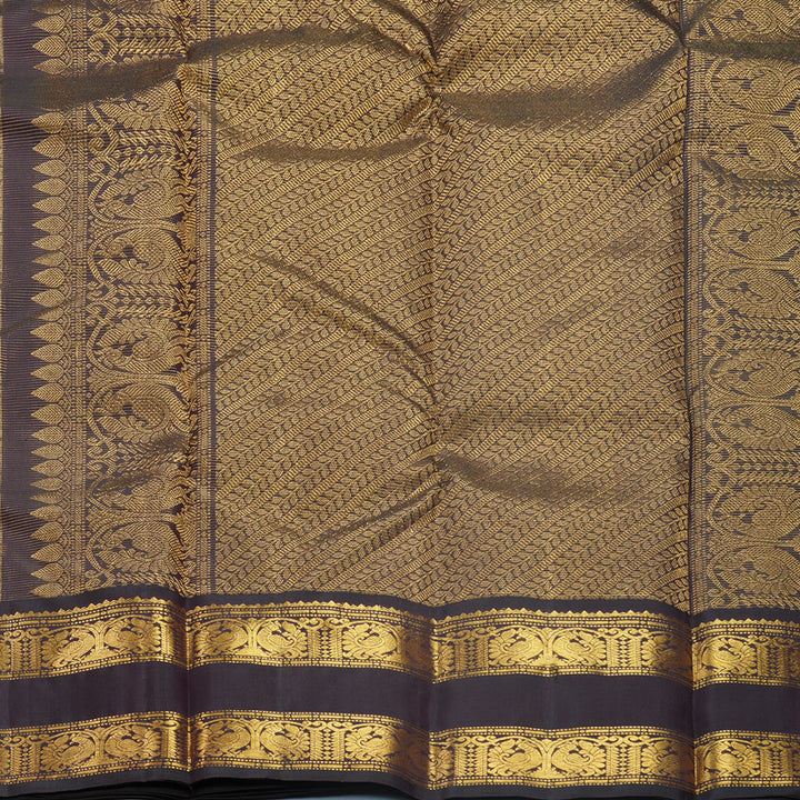 Hayagrivas Handloom Orange Kanjivaram Silk Saree with Deep Wine Border KBF633G9-1