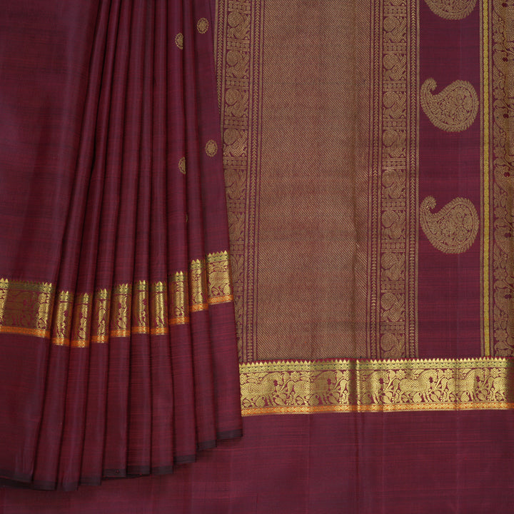 Hayagrivas Handloom Wine Maroon Kanjivaram Silk Saree KBF636G2-1