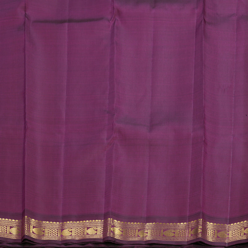Hayagrivas Handloom Peach Pink Kanjivaram Silk Saree with Purple Border KBF636G3-1