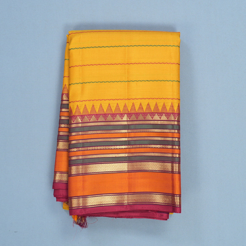 Hayagrivas Handloom Turmeric Yellow Kanjivaram Silk Saree KBF636G4-1