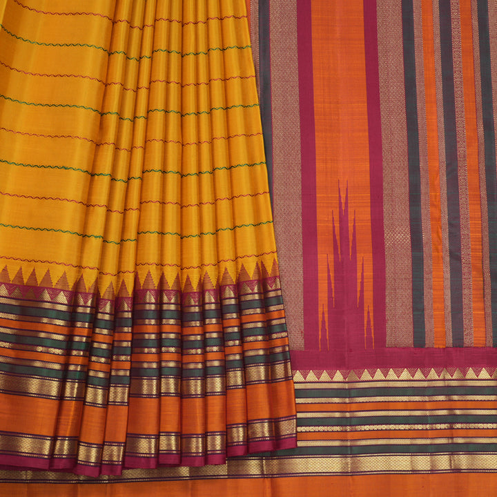 Hayagrivas Handloom Turmeric Yellow Kanjivaram Silk Saree KBF636G4-1