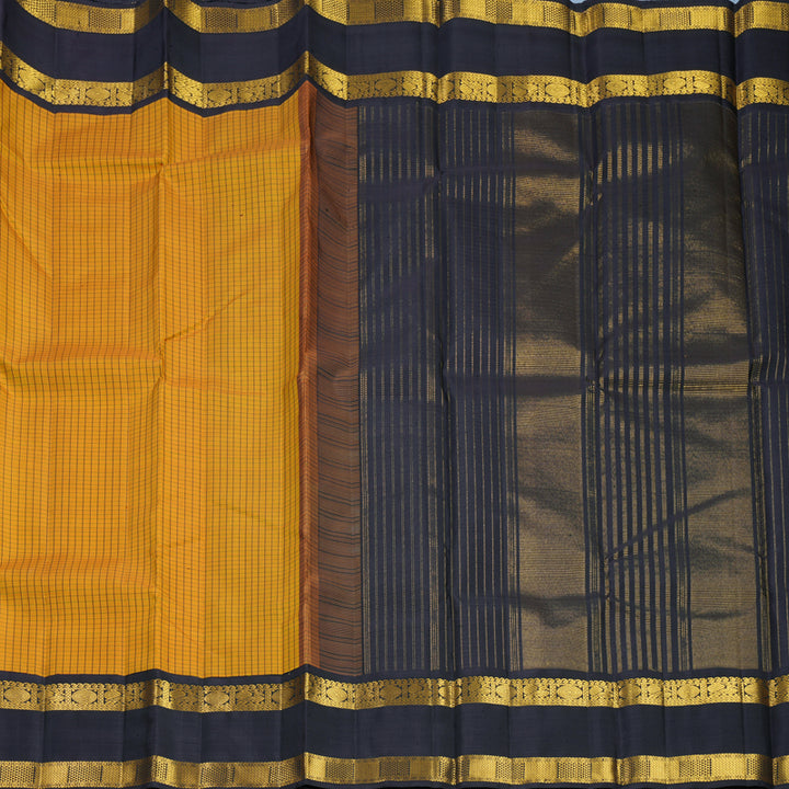 Hayagrivas Handloom Mustard Yellow Kanjivaram Silk Saree with Kanchana Brown Border KBF638G2-1
