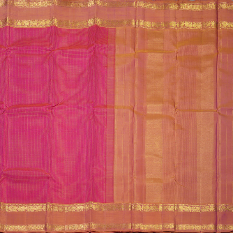 Hayagrivas Handloom Pink Kanjivaram Silk Saree with Orange Border KBF638G3-1