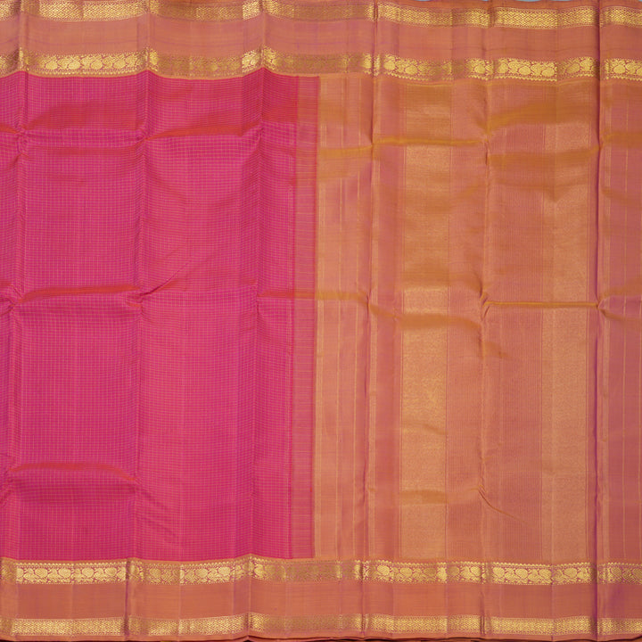 Hayagrivas Handloom Pink Kanjivaram Silk Saree with Orange Border KBF638G3-1