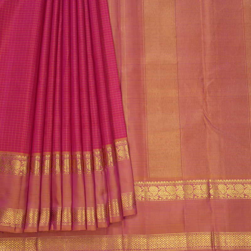 Hayagrivas Handloom Pink Kanjivaram Silk Saree with Orange Border KBF638G3-1