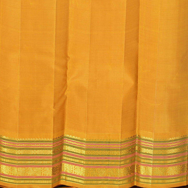 Hayagrivas Handloom Bottle Green Kanjivaram Silk Saree with Mustard Yellow Border KBF638G5-1