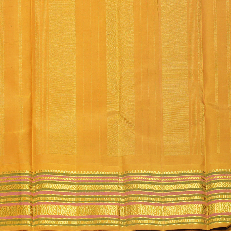 Hayagrivas Handloom Bottle Green Kanjivaram Silk Saree with Mustard Yellow Border KBF638G5-1
