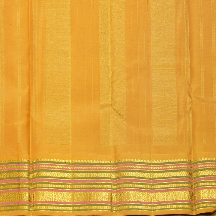 Hayagrivas Handloom Bottle Green Kanjivaram Silk Saree with Mustard Yellow Border KBF638G5-1