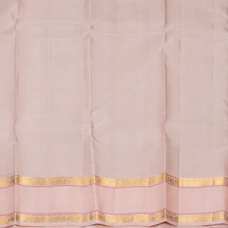 Hayagrivas Handloom Bottle Green Kanjivaram Silk Saree with Pastel Pink Border KBF638G7-1