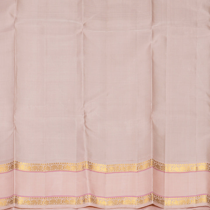 Hayagrivas Handloom Bottle Green Kanjivaram Silk Saree with Pastel Pink Border KBF638G7-1