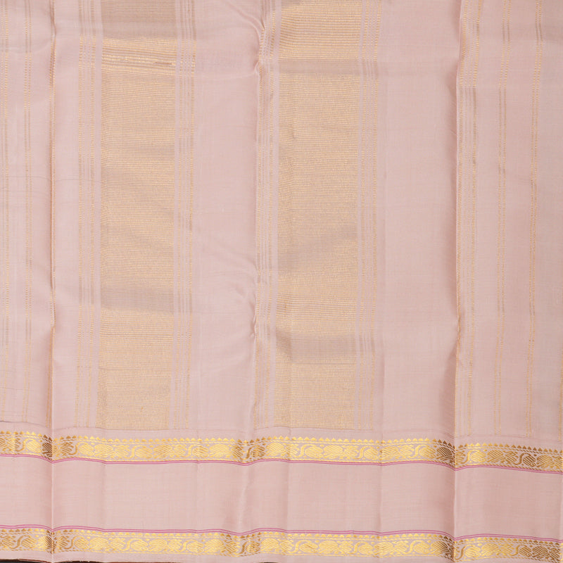 Hayagrivas Handloom Bottle Green Kanjivaram Silk Saree with Pastel Pink Border KBF638G7-1
