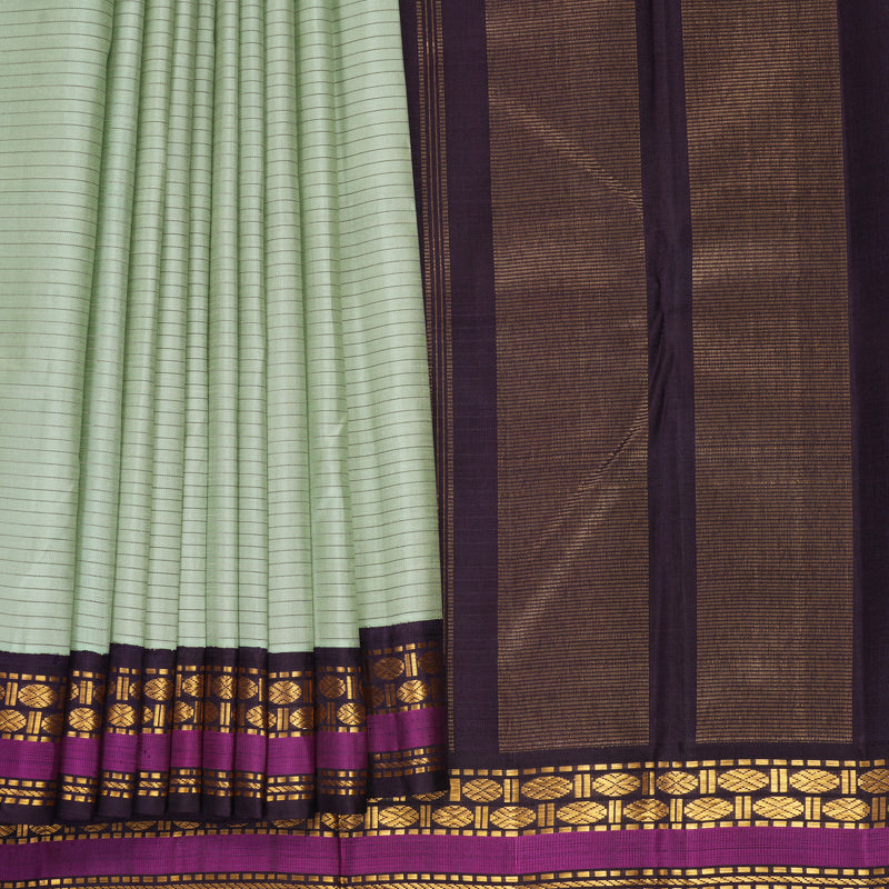 Hayagrivas Handloom Pastel Green Kanjivaram Silk Saree with Nagapazham Border KBF638G7-2